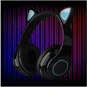 Audifonos Bluetooth Orejitas De Gato Con Luz Negr-3