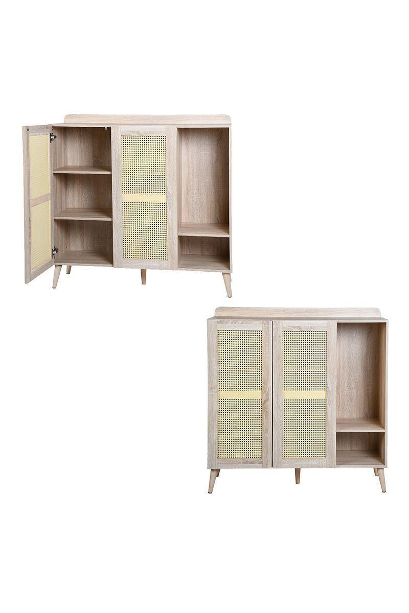 Buffet Rattan 2 Puertas 1 División Café-3