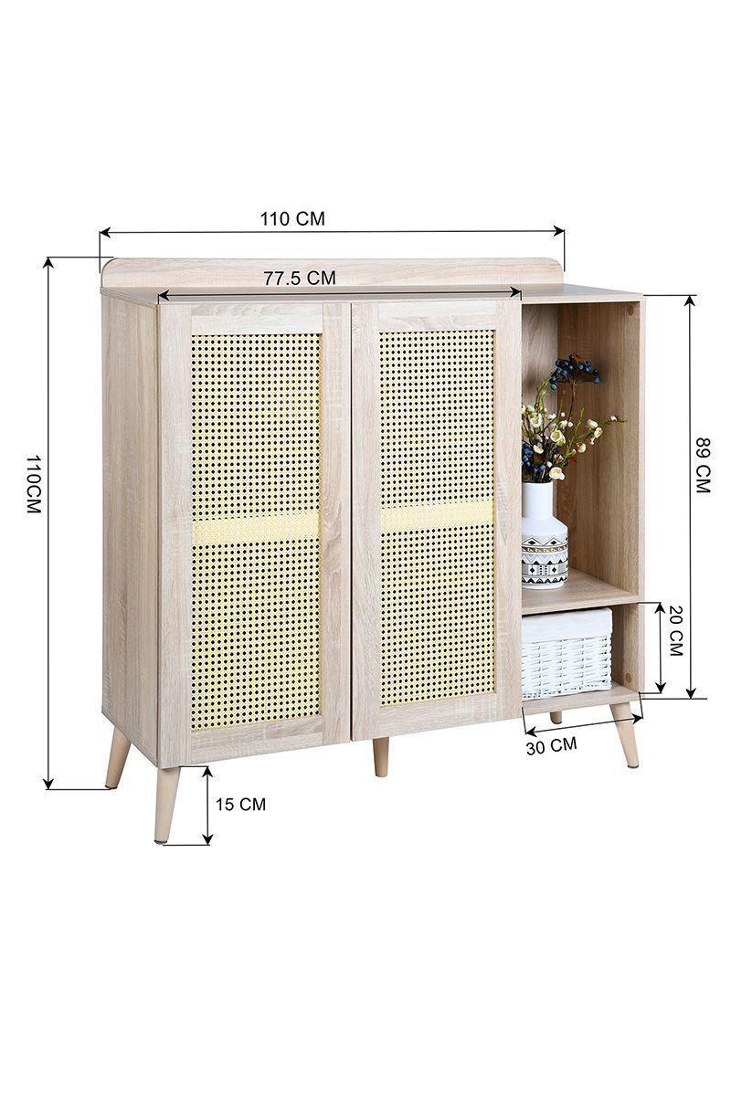 Buffet Rattan 2 Puertas 1 División Café-2