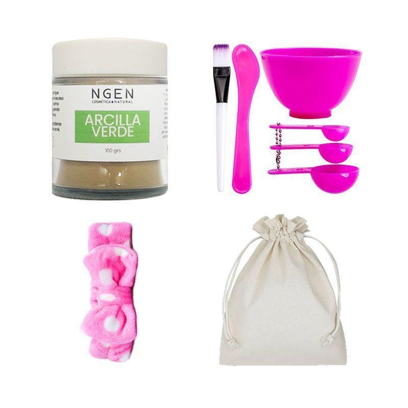 Set Mascarilla Arcilla Verde + Bowl + Cintillo + Saquito-0