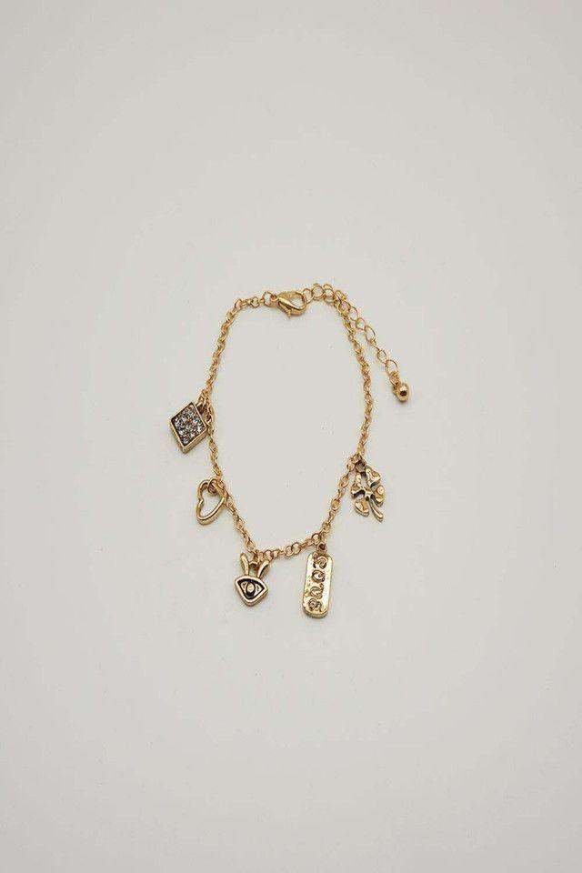 Pulsera Blanda Dijes 2 Dorado i-D-0