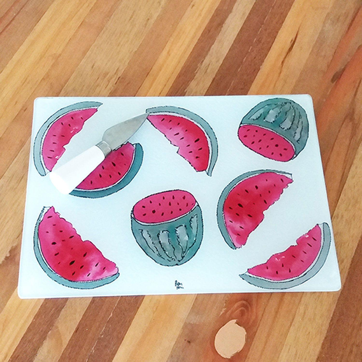Tabla para cortar o picar de vidrio 28,5 x 39 cm sandías Paper Home-1
