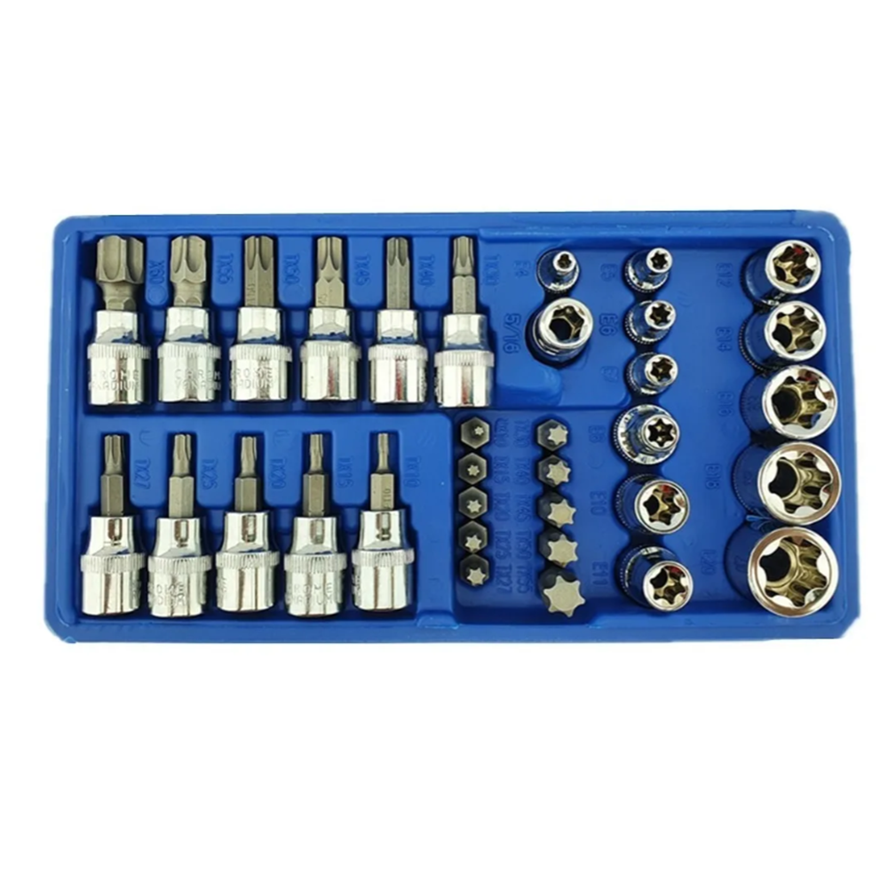 Set Dados 3/8 Torx Estrella Macho Y Hembra 34 Pcs-1