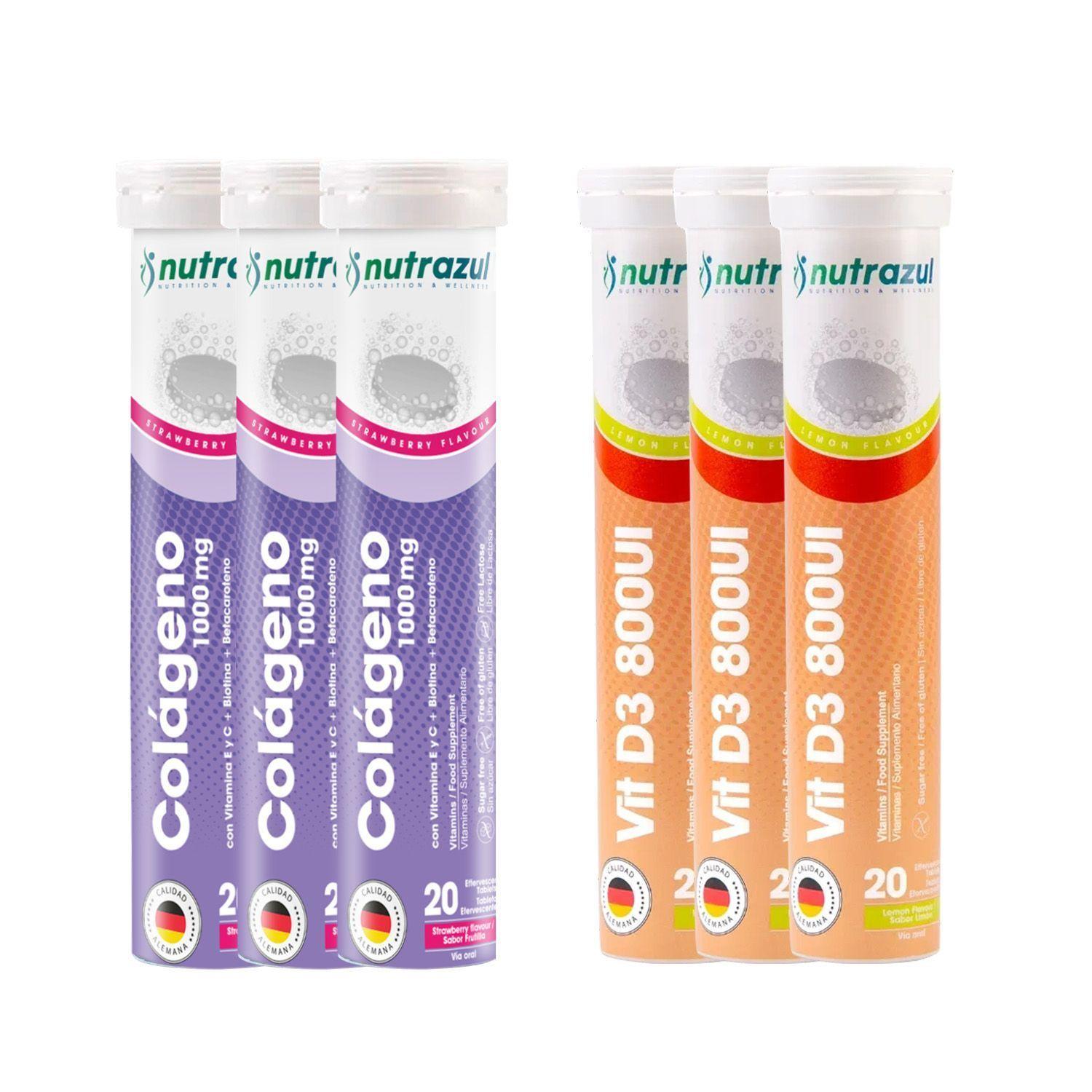 Colágeno 1000 mg (3) + Vit. D3 800 UI ( 3) - Pack 6 unidades.-0