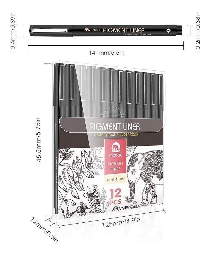 Lapices Tiralineas Set 12 Unidades Lettering Marcador Mobee-1