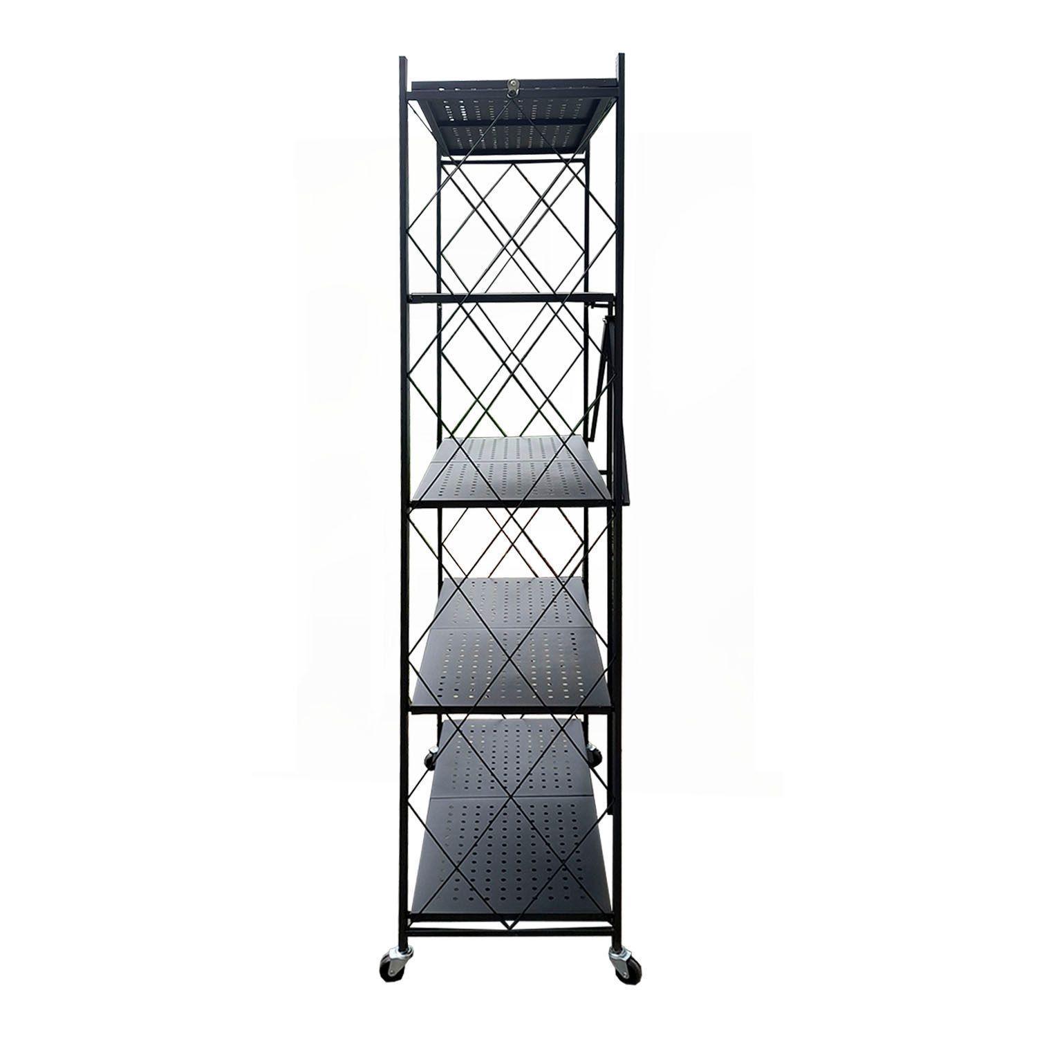 Estante  Plegable con Ruedas 5 niveles Negro-2