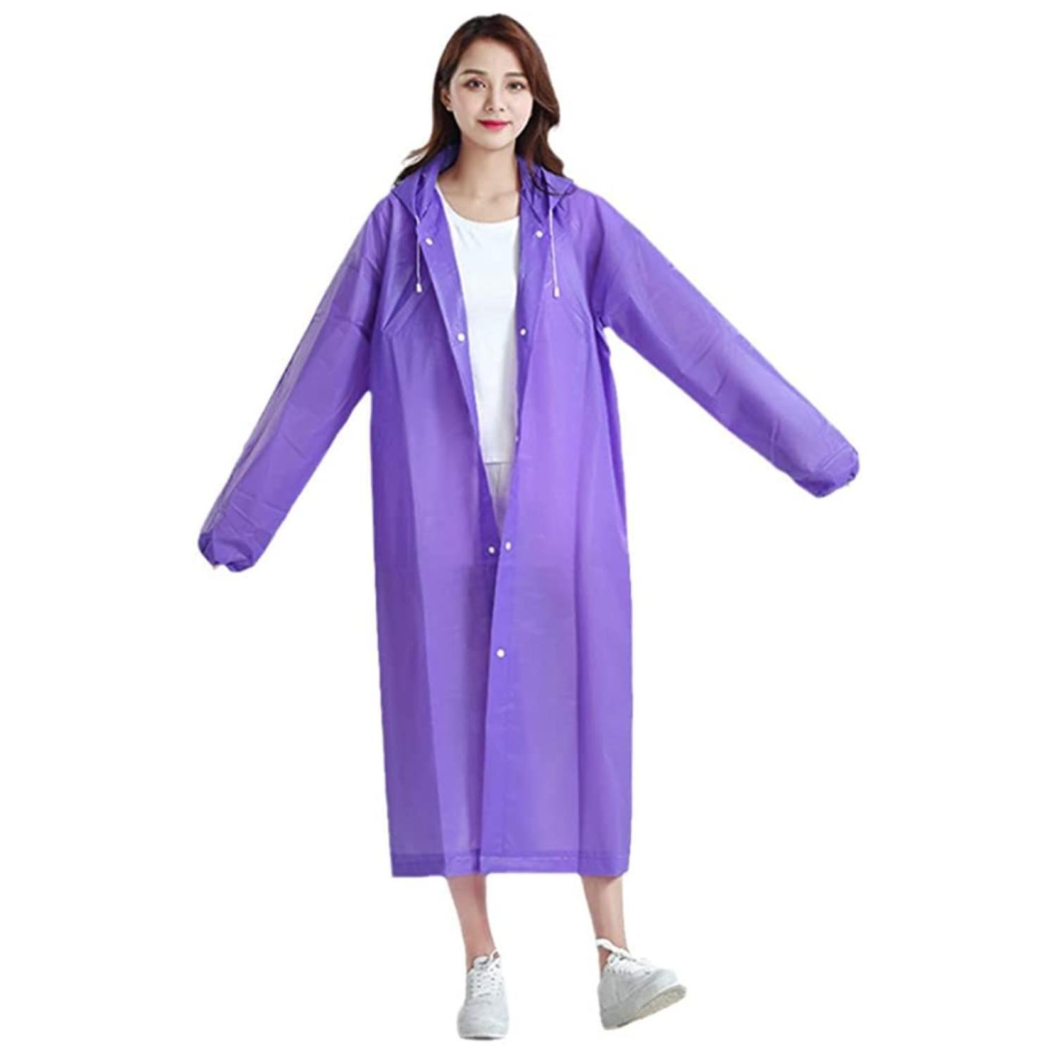 Poncho Impermeable Con Gorro Para Lluvia Morado-2