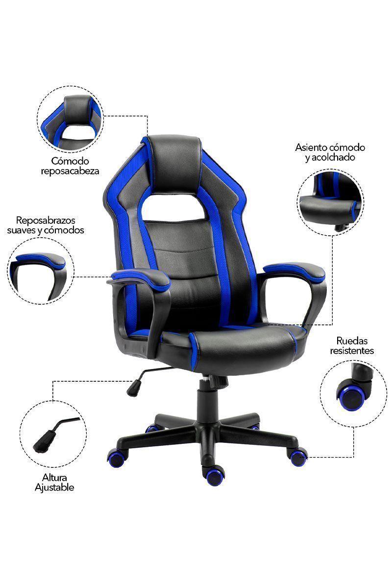 Silla Gamer Revolution Game Altura Ajustable Azul-4