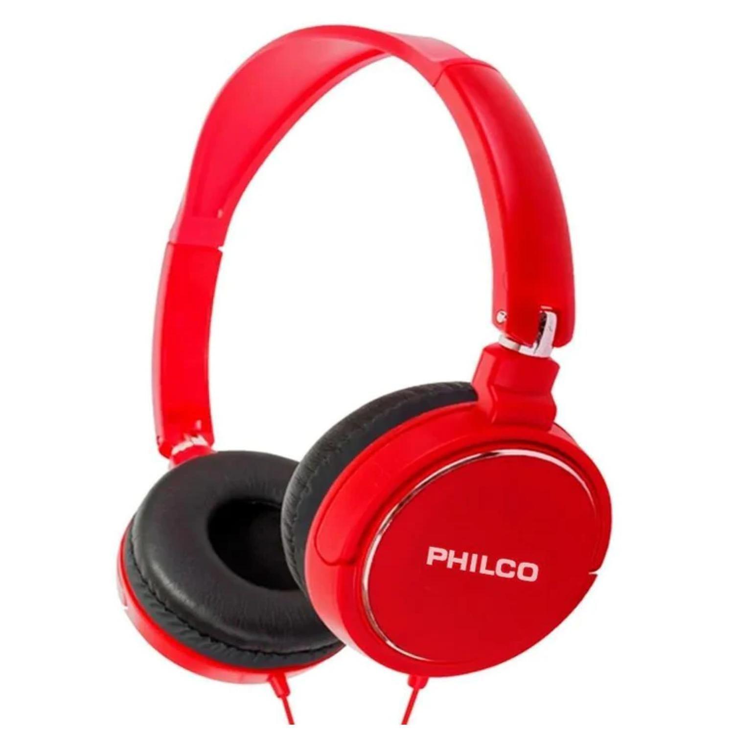 Audifonos Alambricos Jack 3.5 Plegables Manos Libres Rojo Philco-2