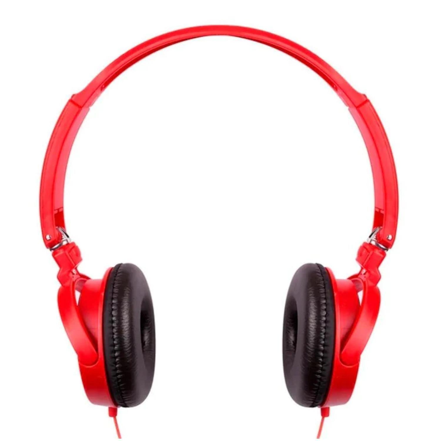 Audifonos Alambricos Jack 3.5 Plegables Manos Libres Rojo Philco-1