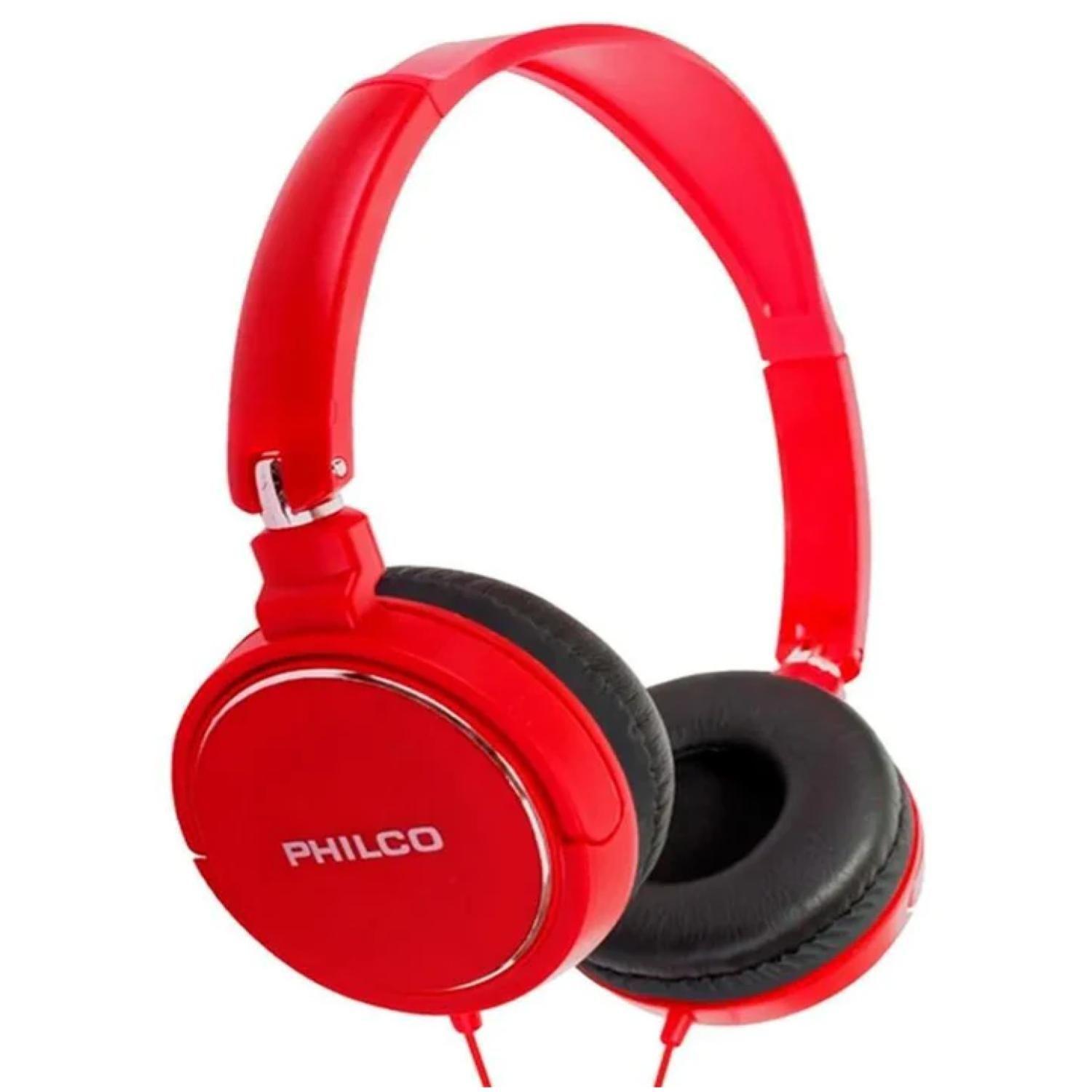 Audifonos Alambricos Jack 3.5 Plegables Manos Libres Rojo Philco-0