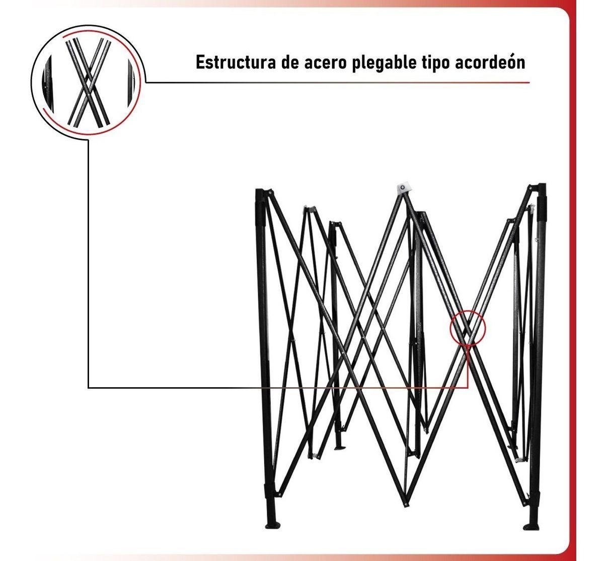 Toldo Plegable Jardimex 3x3 Paredes Antilluvia Proteccion UV Rojo-6