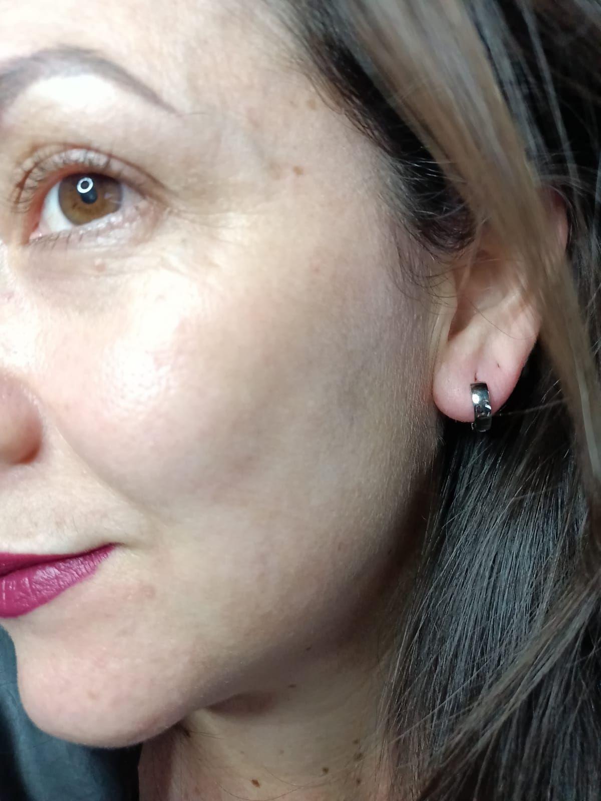 Pendientes Plateados Aros Punk Black sin genero huggies-4