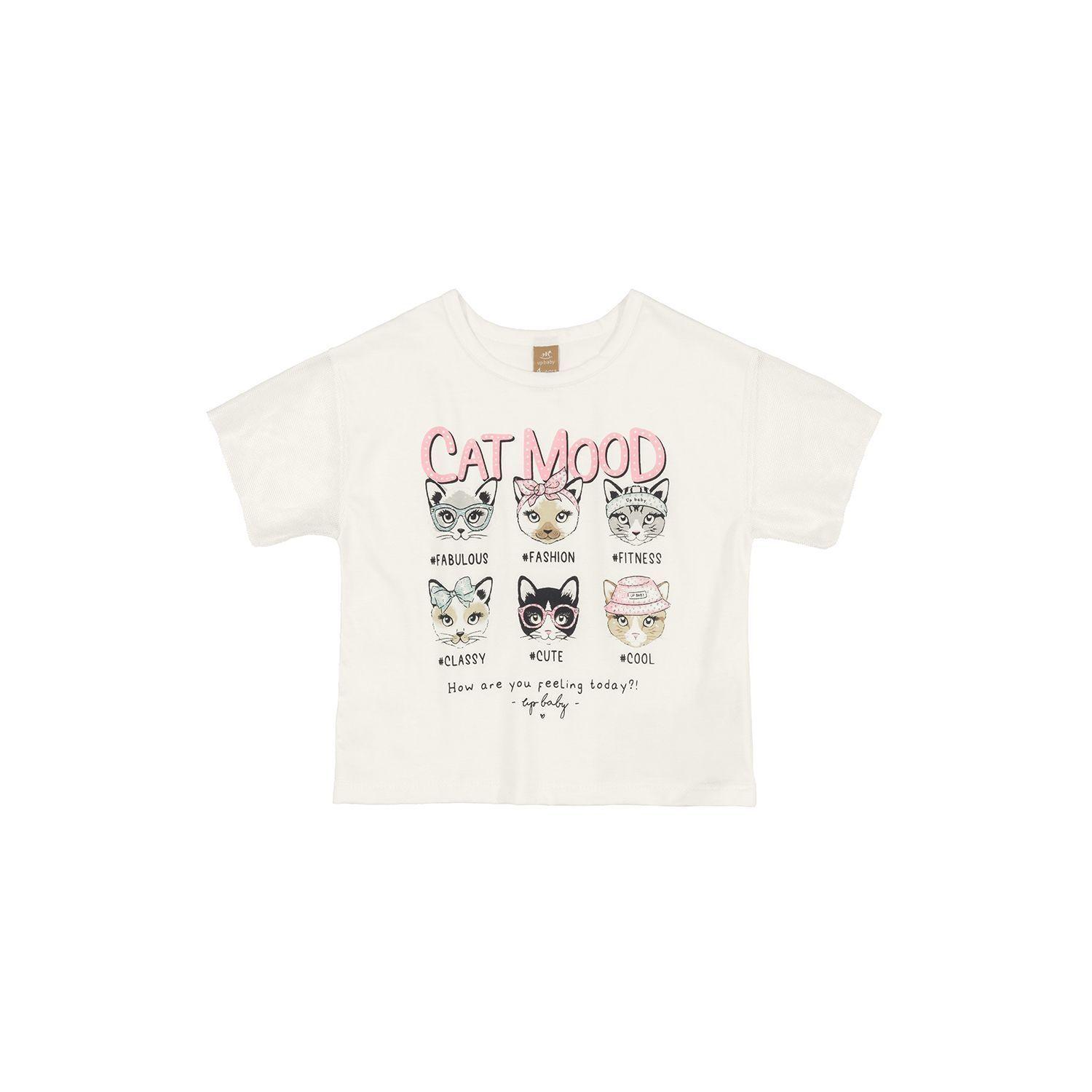 Conjunto Gatos Polera y Shorts Blanco y Rosado Up Baby-1