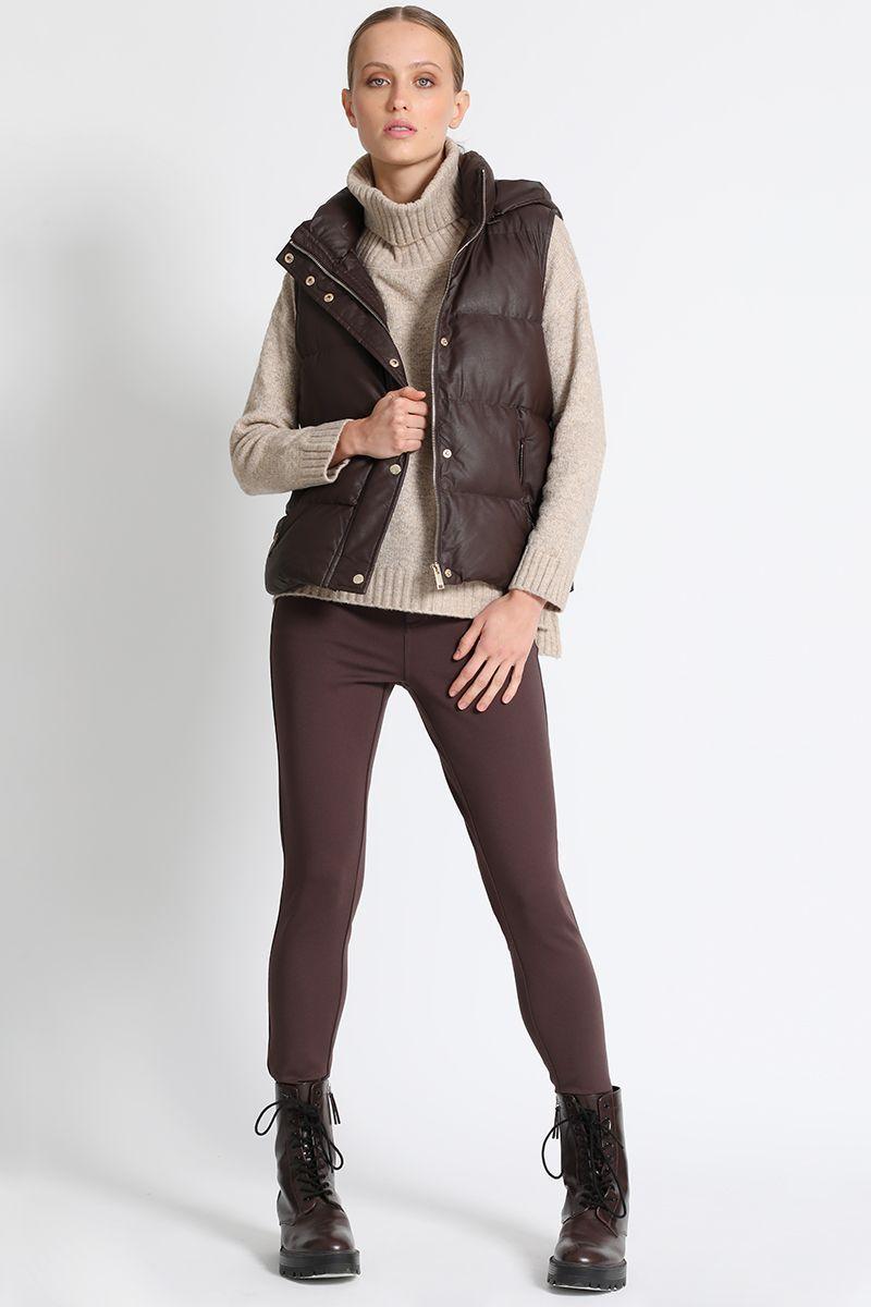 Parka Corta Efecto Piel Cafe Liola-3
