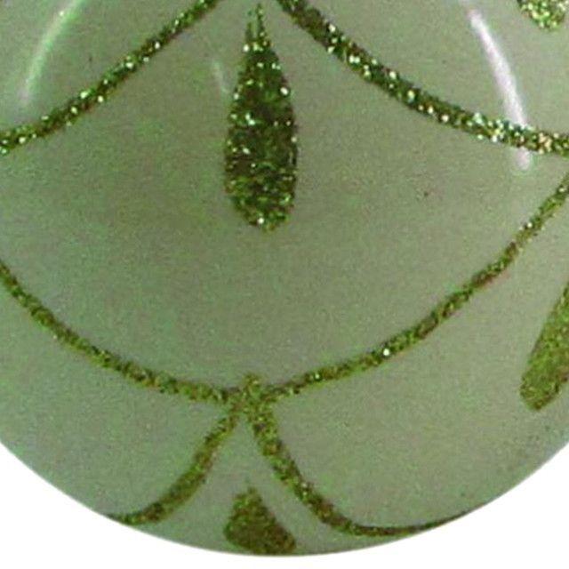 Bola Navideña Salon Crema con Verde 8 Cms-1