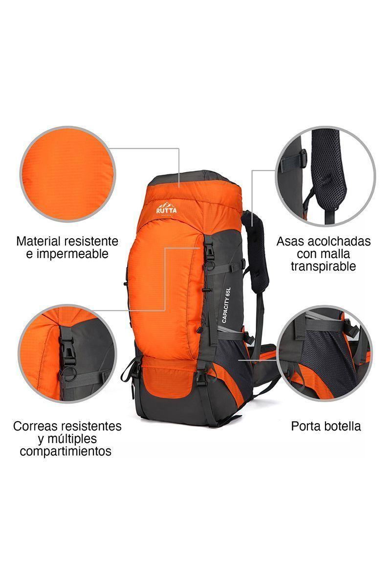 Mochila Outdoor 65 Litros Naranjo-3