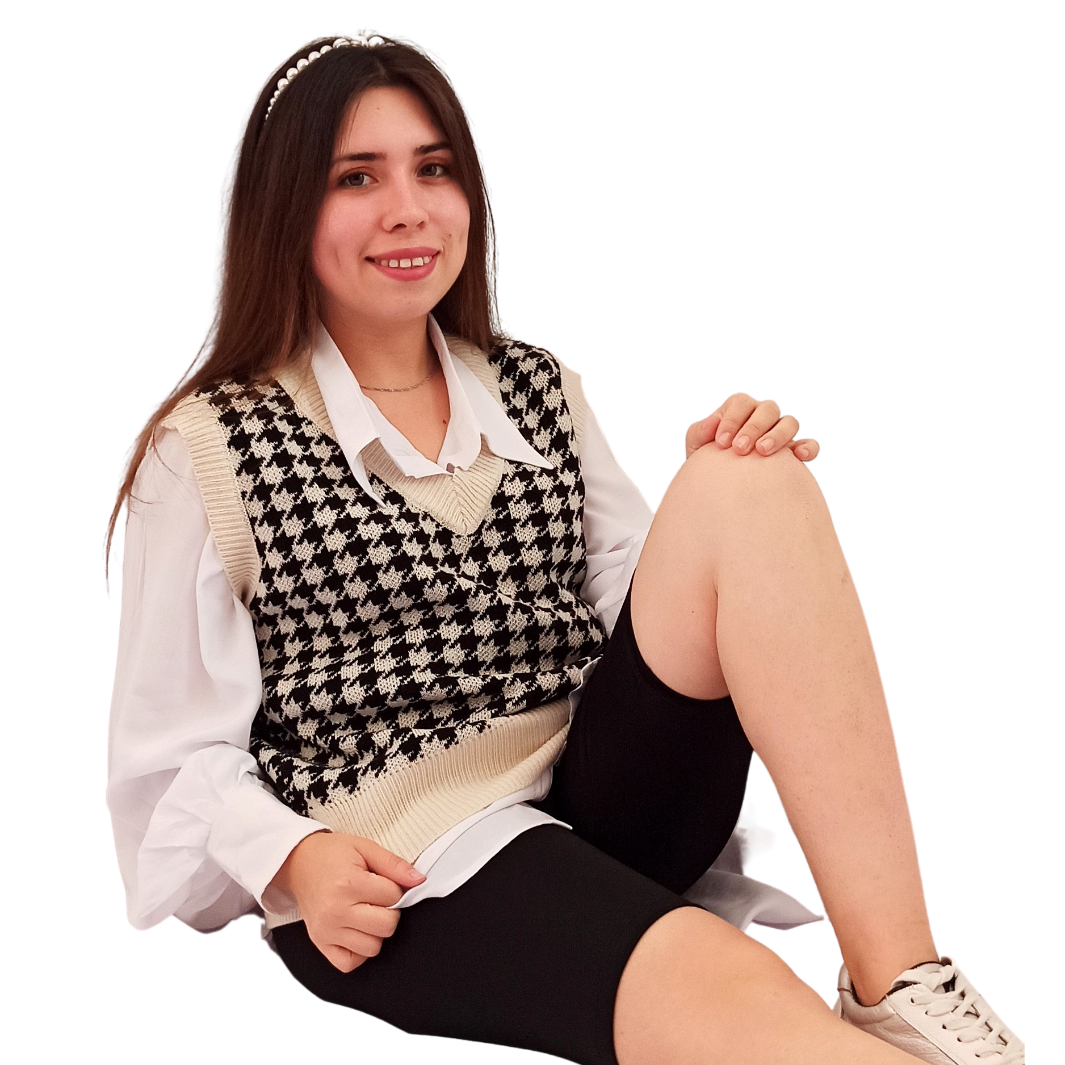 CHALECO MUJER, MODELO TEJIDO PATA DE GALLO-2