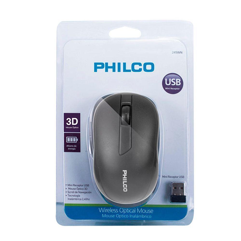Mouse Inalambrico Óptico Philco Negro-1