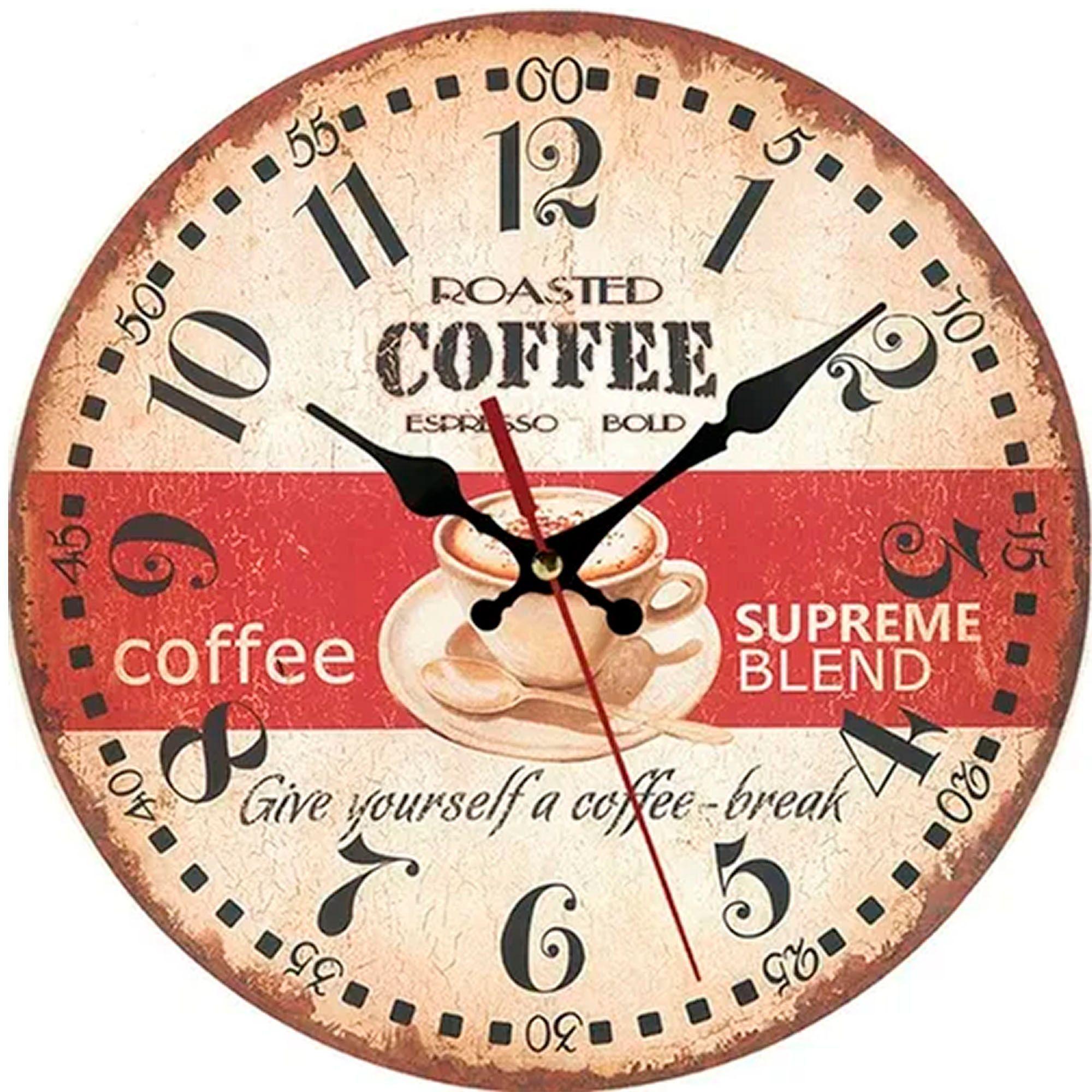 Reloj De Pared Analogo Rústico Vintage Retro coffee-0