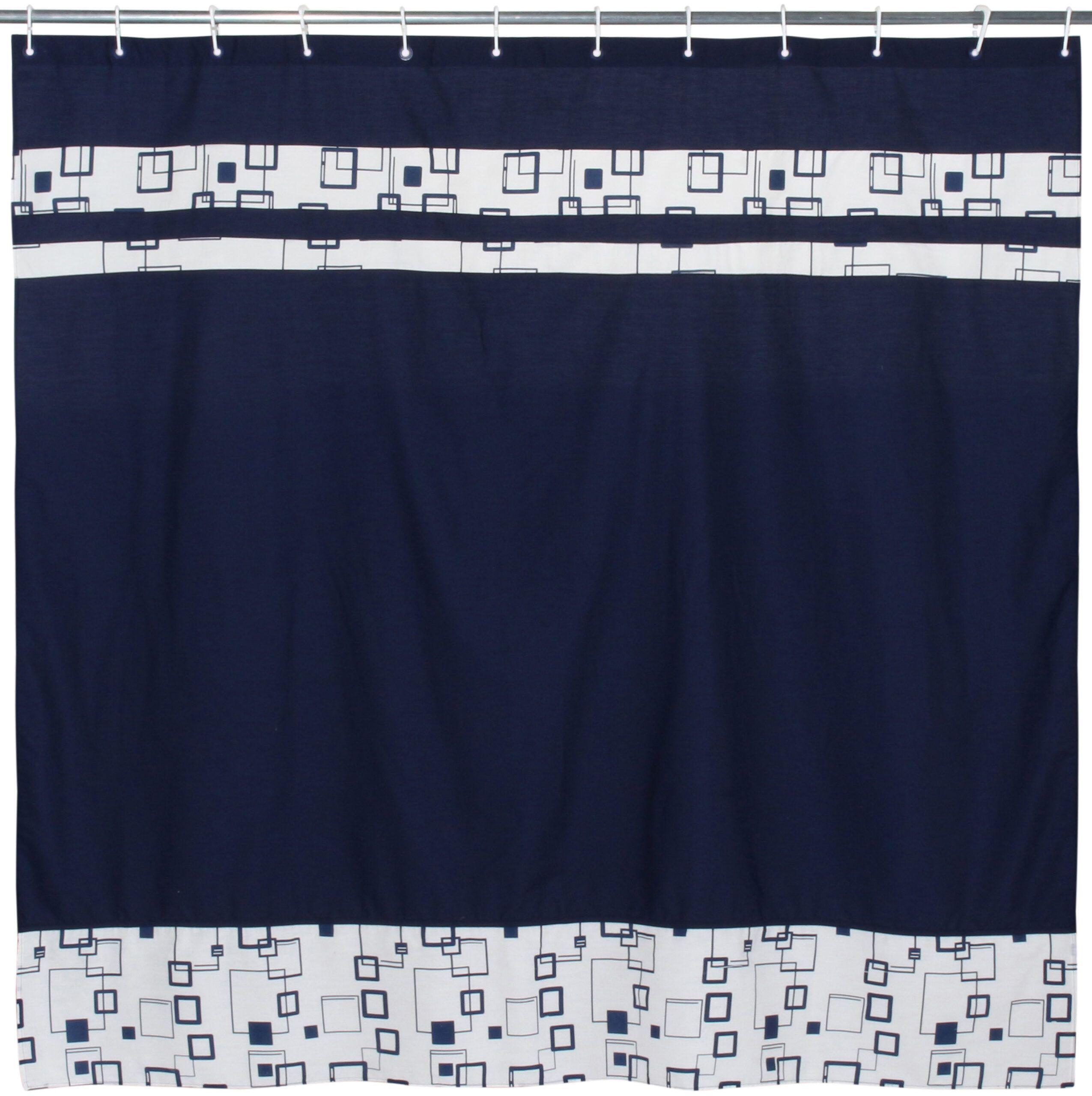 Cortina y Set de baño 7 piezas 180 x 180 cms azul cuadrados azules-2