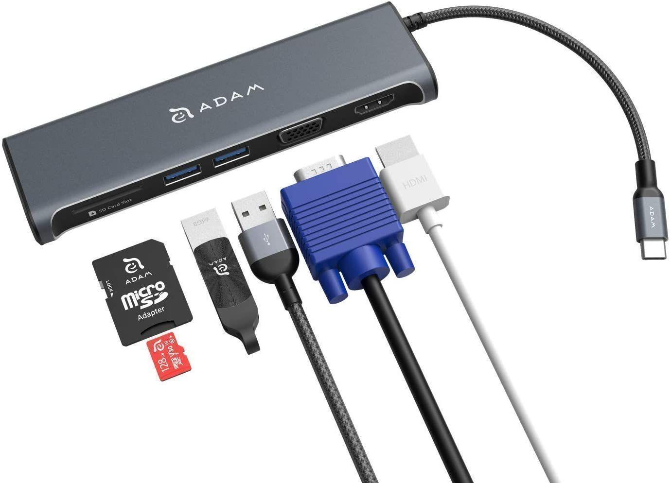 Hub USB-C a USB-A /HDMI/VGA/SD  CASA A03-1