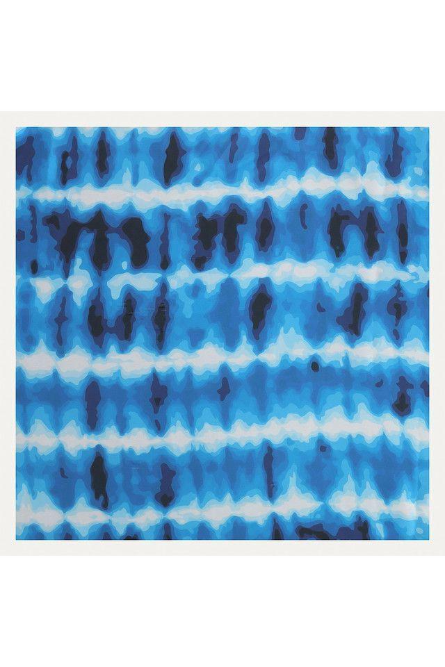 Pañuelo Bandana Estampada Azul Y Blancobeachcomber Waves + Anillo Metálico Dorado Hindi Humana-1