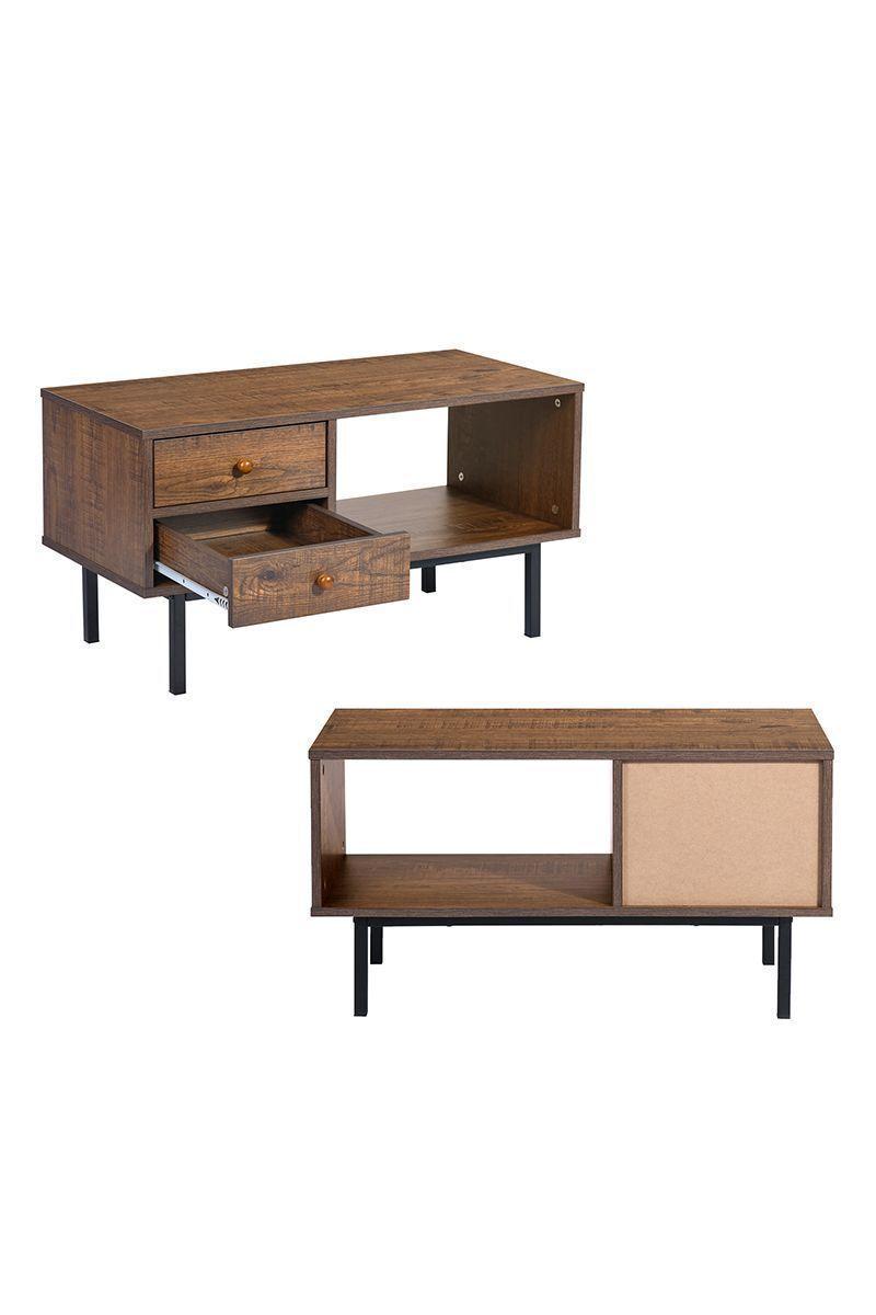 Mesa de centro Rack Tv 2 cajones Café-3