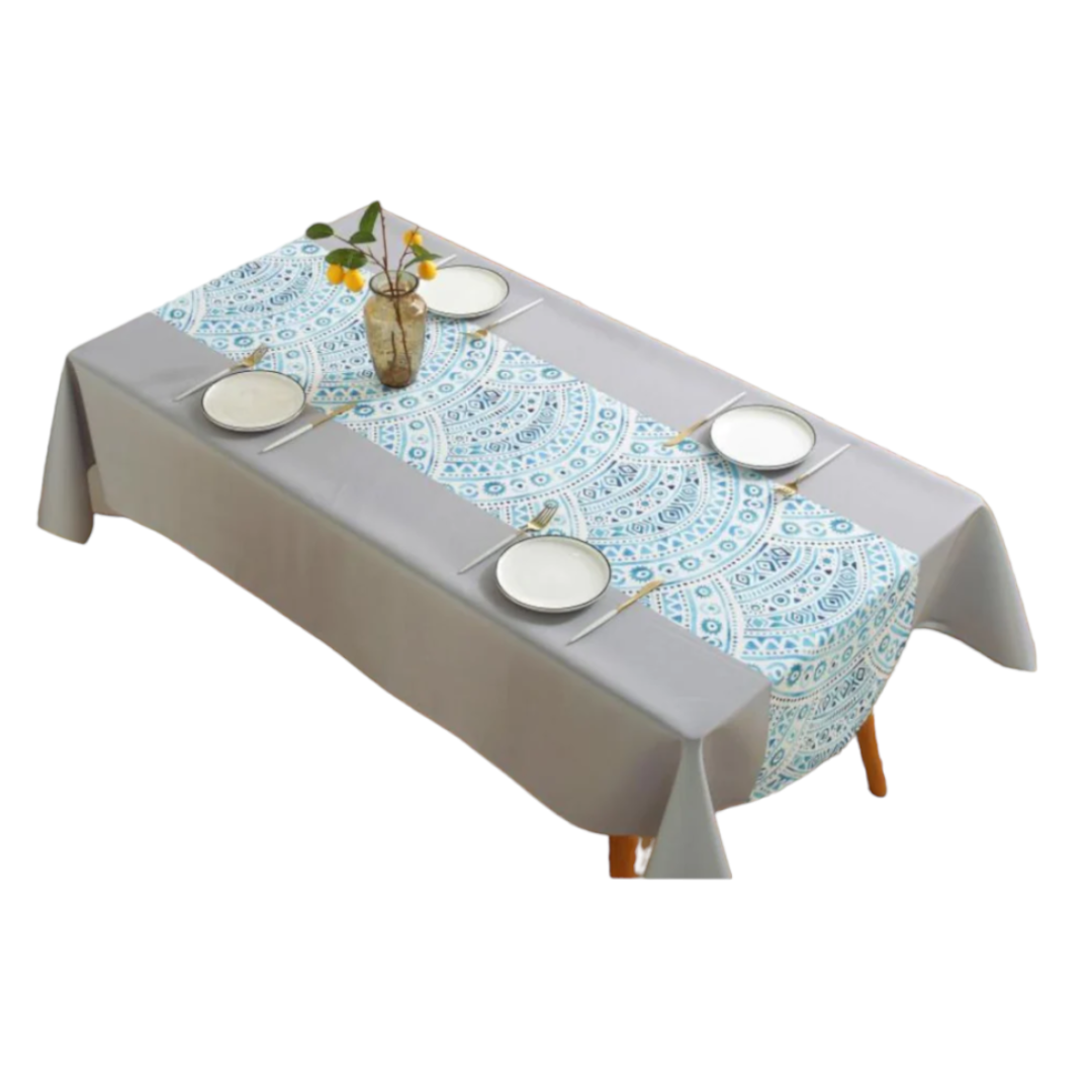 Mantel Rectangular Gris Mandala  Resistente a Manchas -0