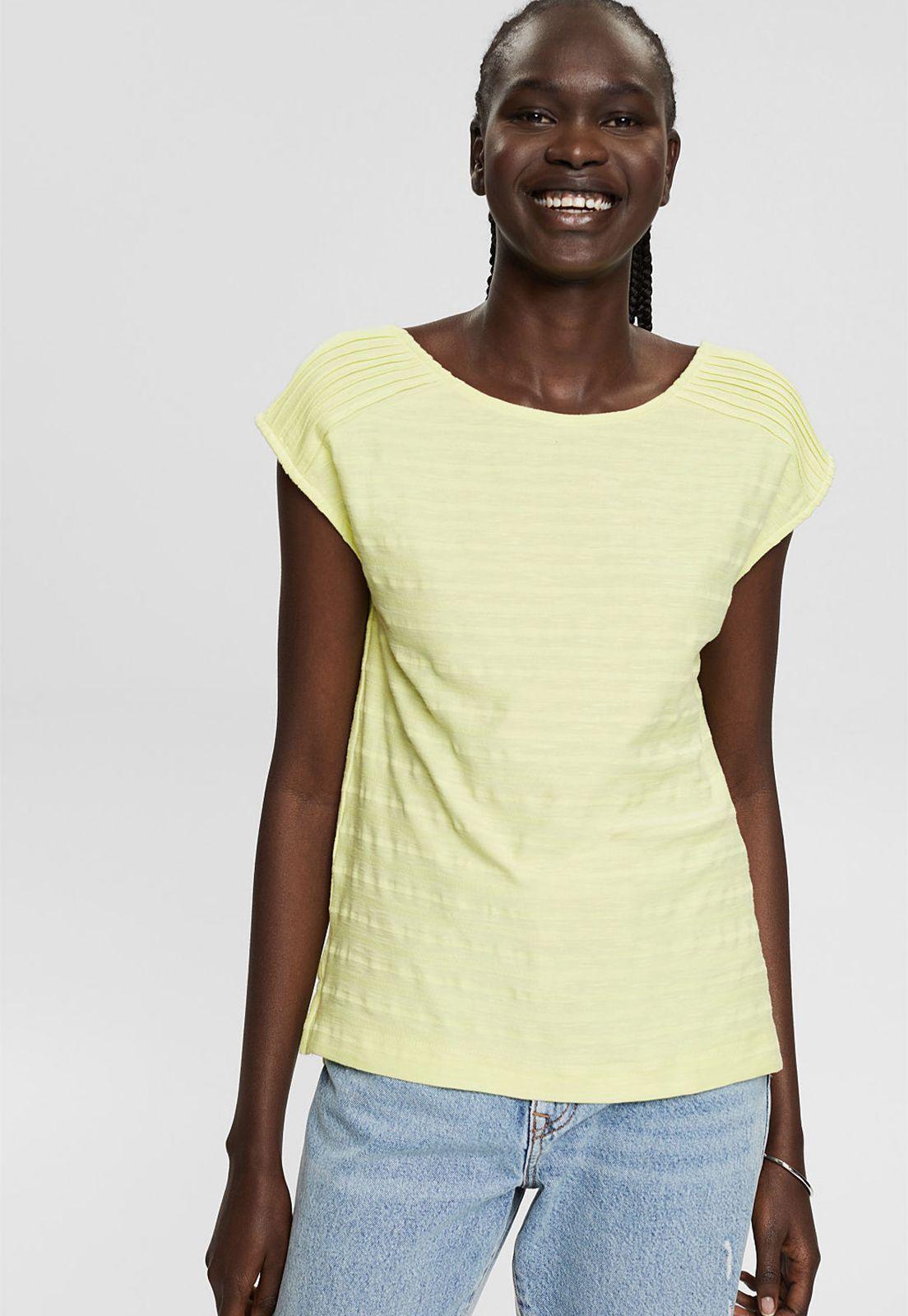 Polera Con Textura De Rayas Esprit Verde limón-0