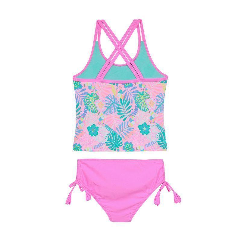 Niña Tankini Estampado Vuelo H2O Wear UV+30 Fucsia-1
