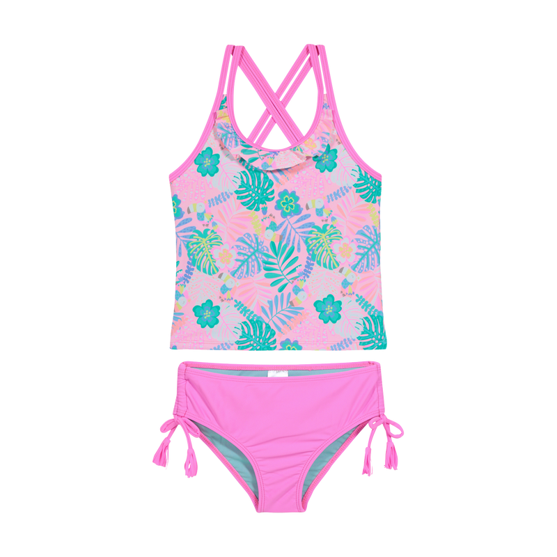 Niña Tankini Estampado Vuelo H2O Wear UV+30 Fucsia-0