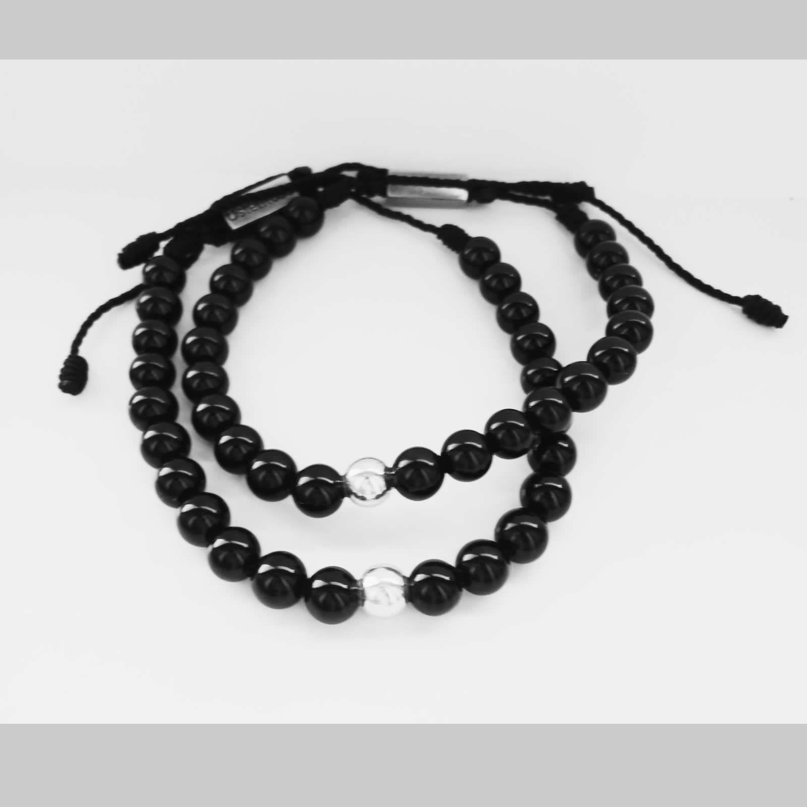 Pulsera Piedra Onix y Plata Set 2 unidades  para Compromiso " Destinada"-1