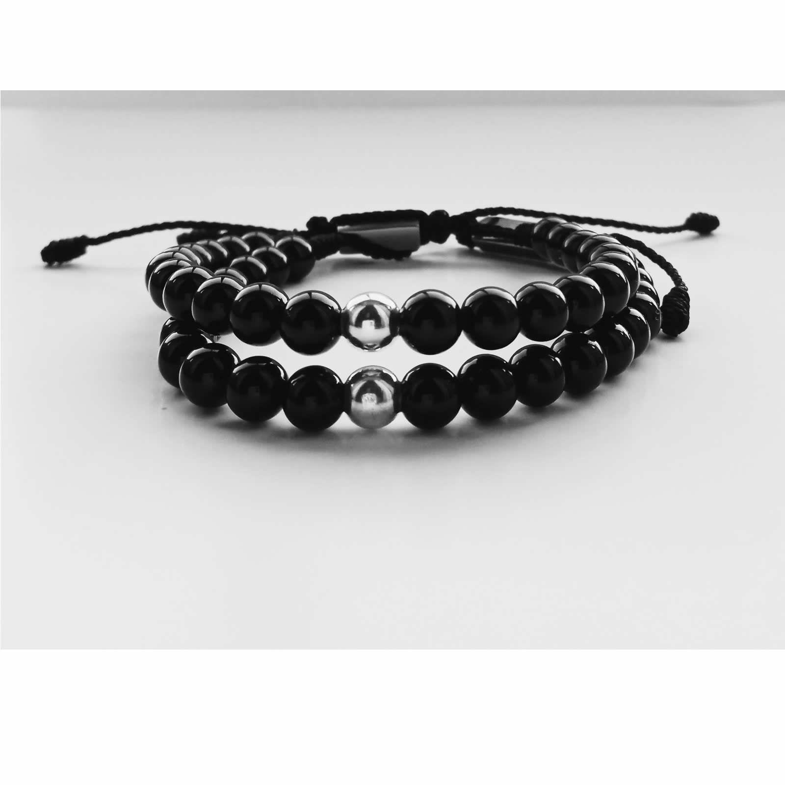 Pulsera Piedra Onix y Plata Set 2 unidades  para Compromiso " Destinada"-2