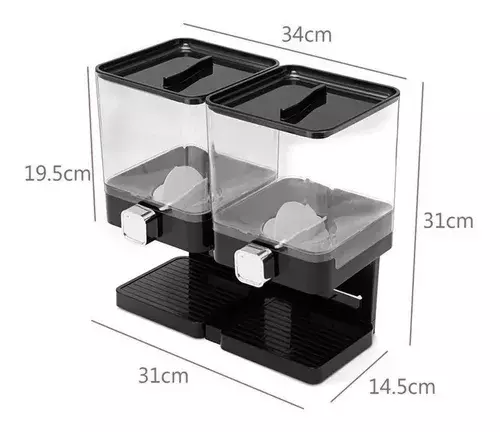 Dispensador De Cereal Cuadrado Doble Para Mesa 8 L-2