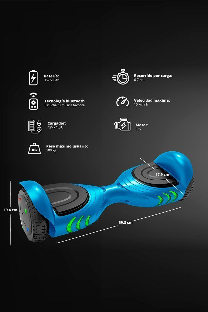 Scooter Hoverboard Bluetooth Luces LED - Azul-2
