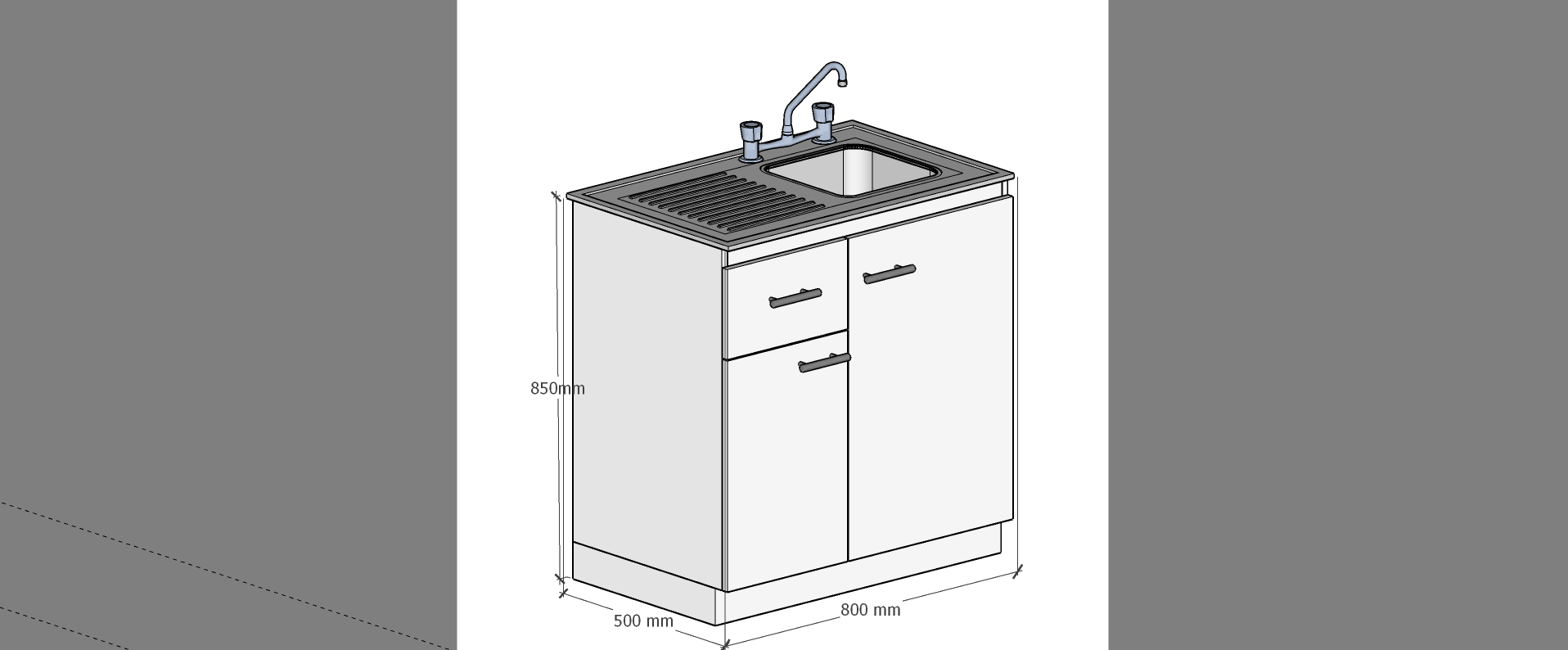 MUEBLE LAVAPLATO 2 PTAS 1CAJON IZQUIERDO ARMADO BLANCO-2