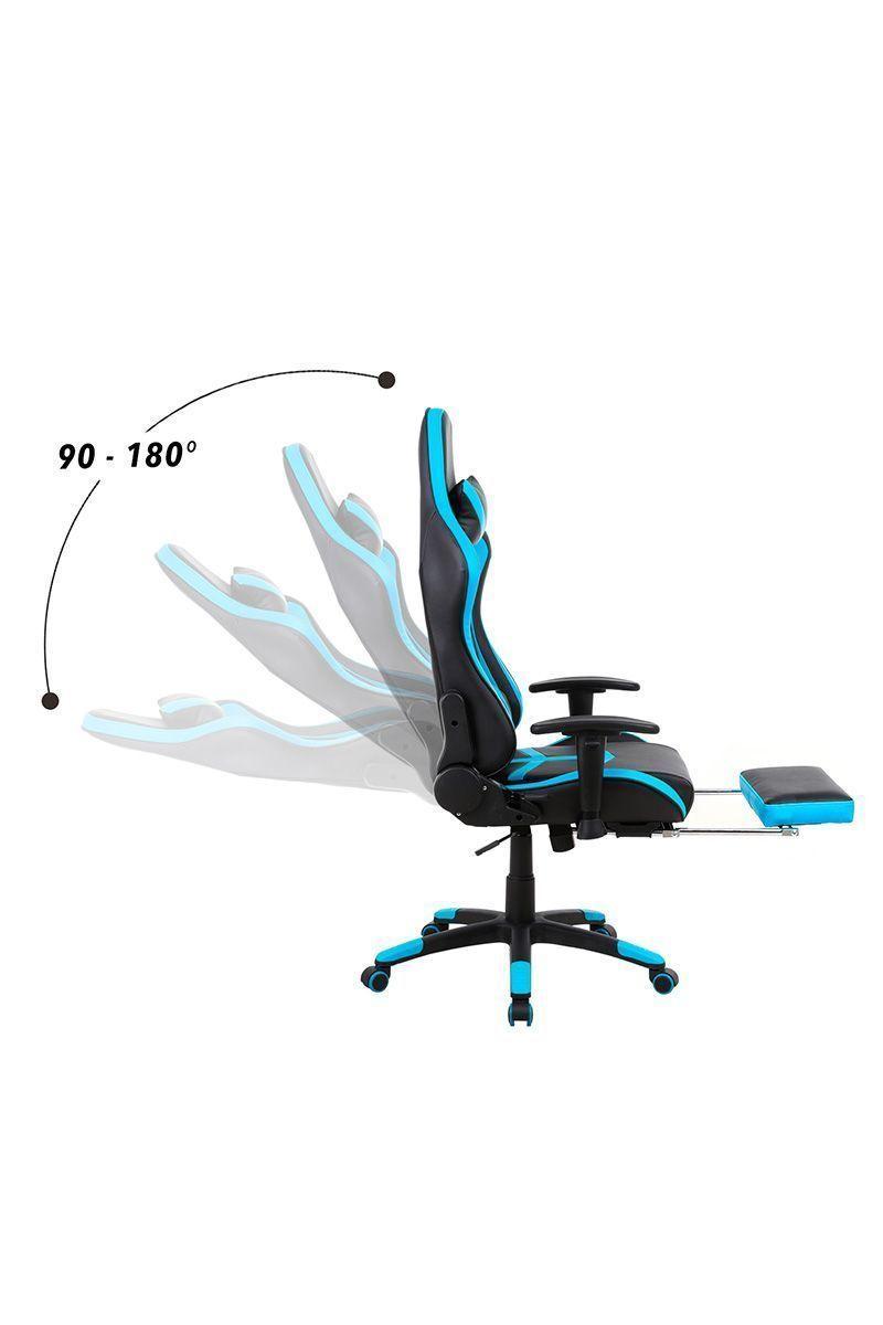 Silla Gamer Racing Reclinable Reposapiés Turquesa-3