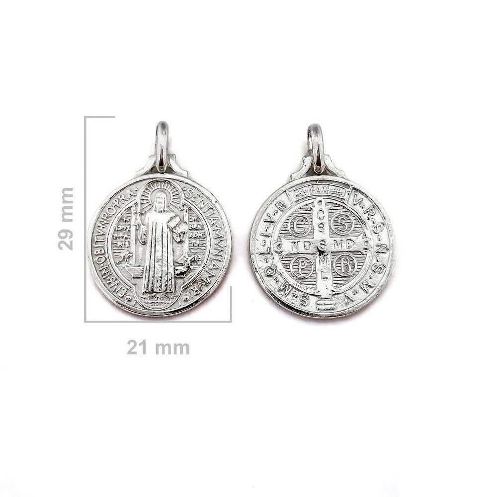Colgante Medalla San Benito Grande 21mm Plata Fina 925-2