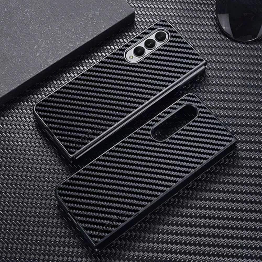 Funda Forro Samsung Galaxy Z Fold 3 Fibra De Carbono Negro-1