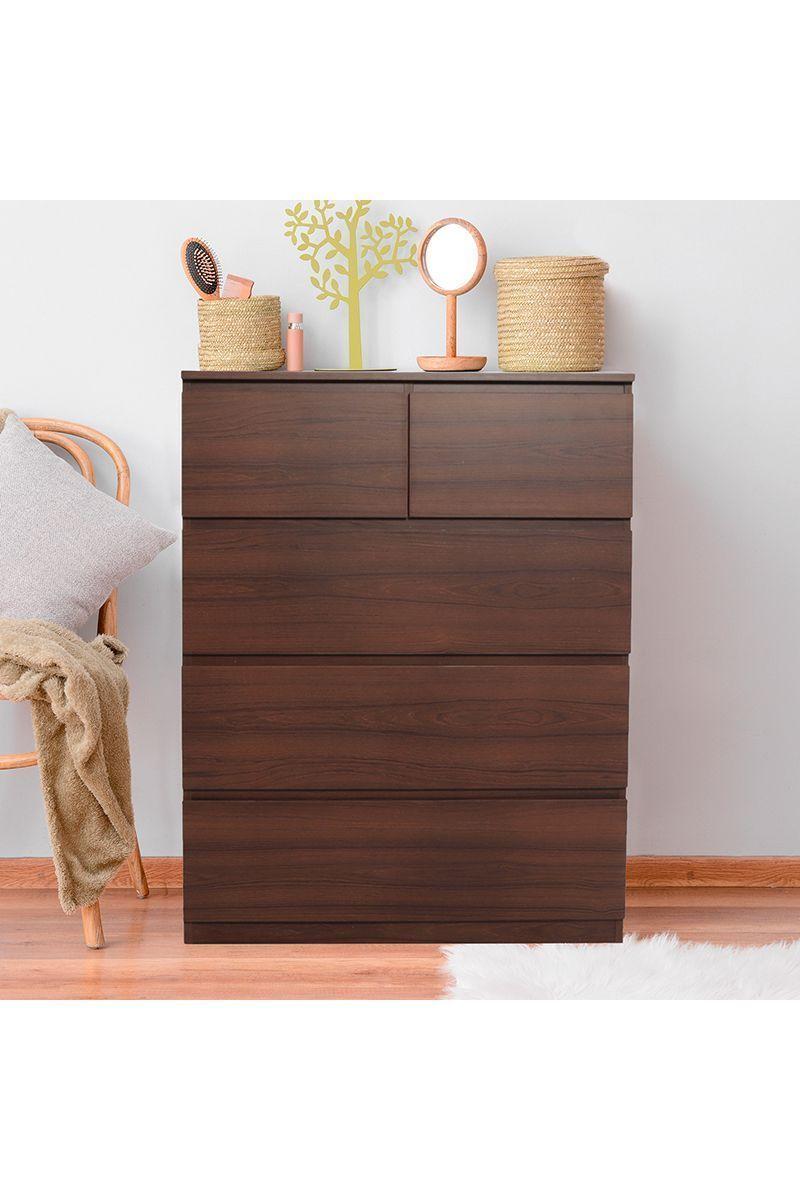 Cómoda 5 Cajones Café-1