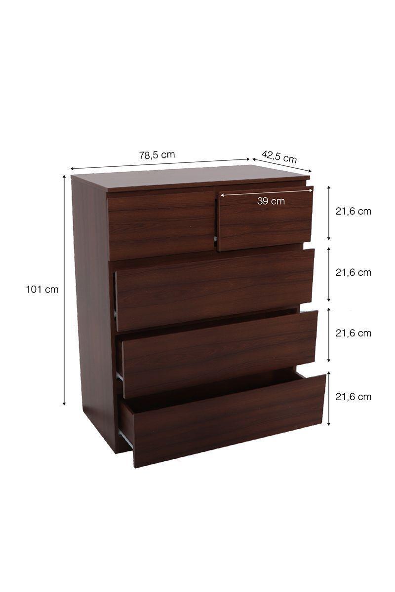 Cómoda 5 Cajones Café-2