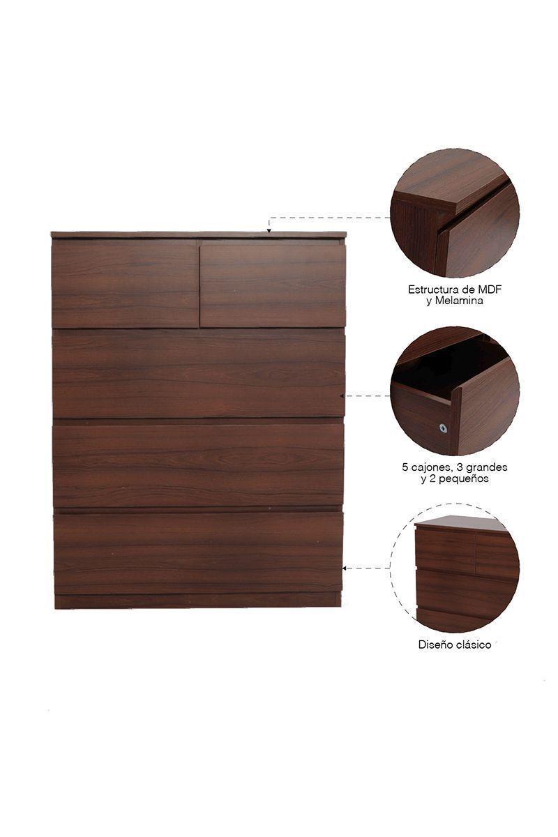 Cómoda 5 Cajones Café-4
