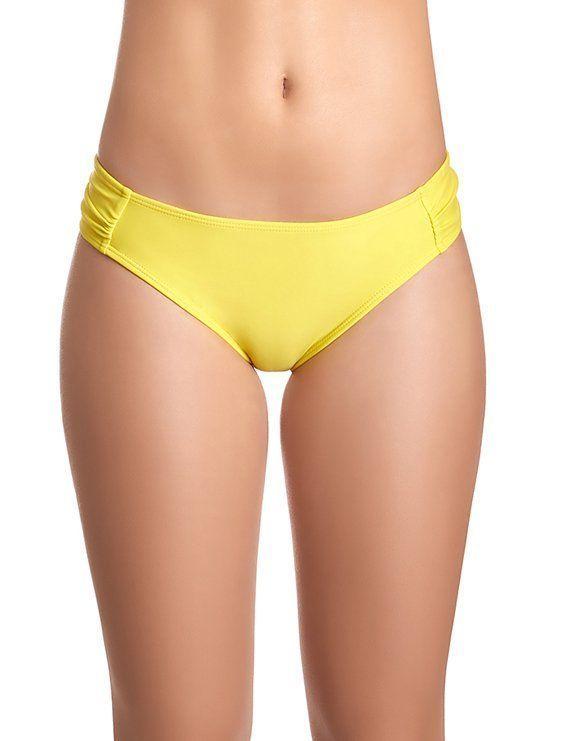 Bikini calzón con drapeado amarillo-1