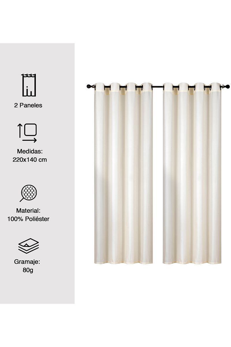 Pack 2 Cortinas de Tela Ojales 140x220 cm Blanco-2