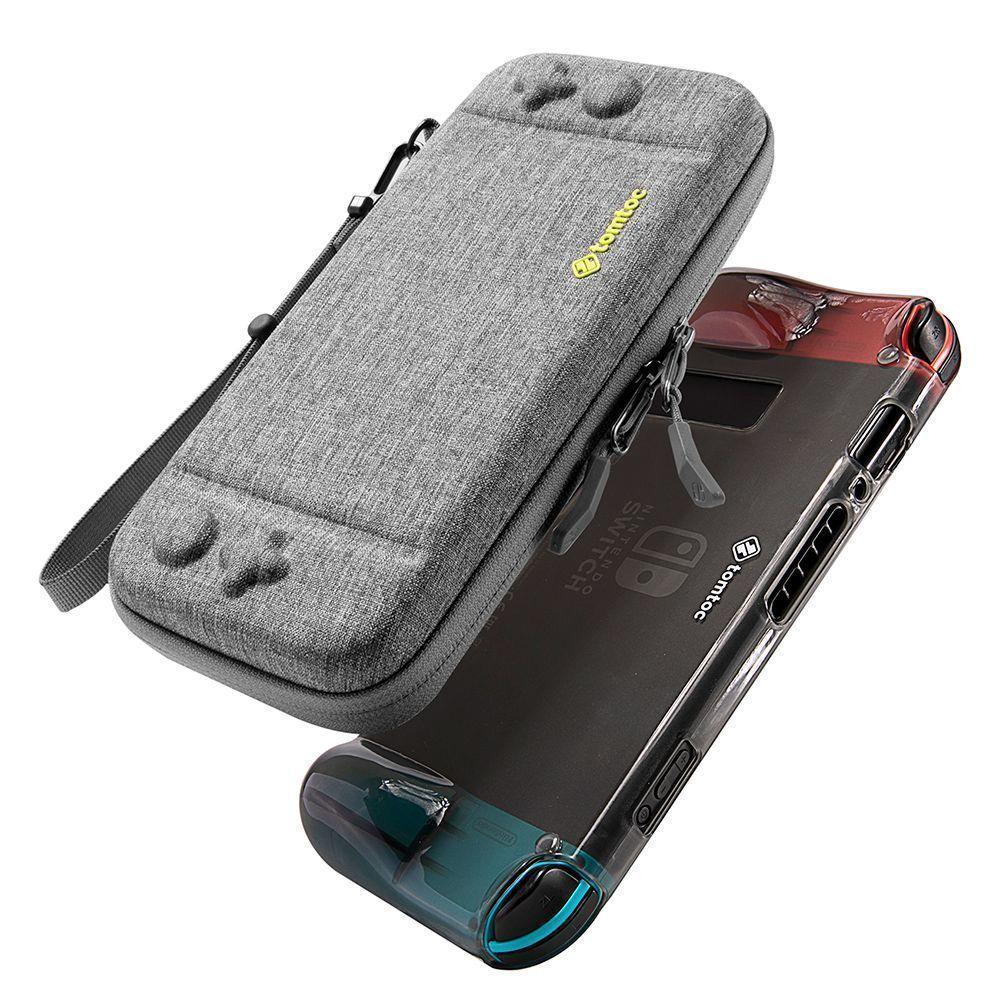 Tomtoc - Combo Funda y carcasa silicona para Nintendo Switch - Gris-0