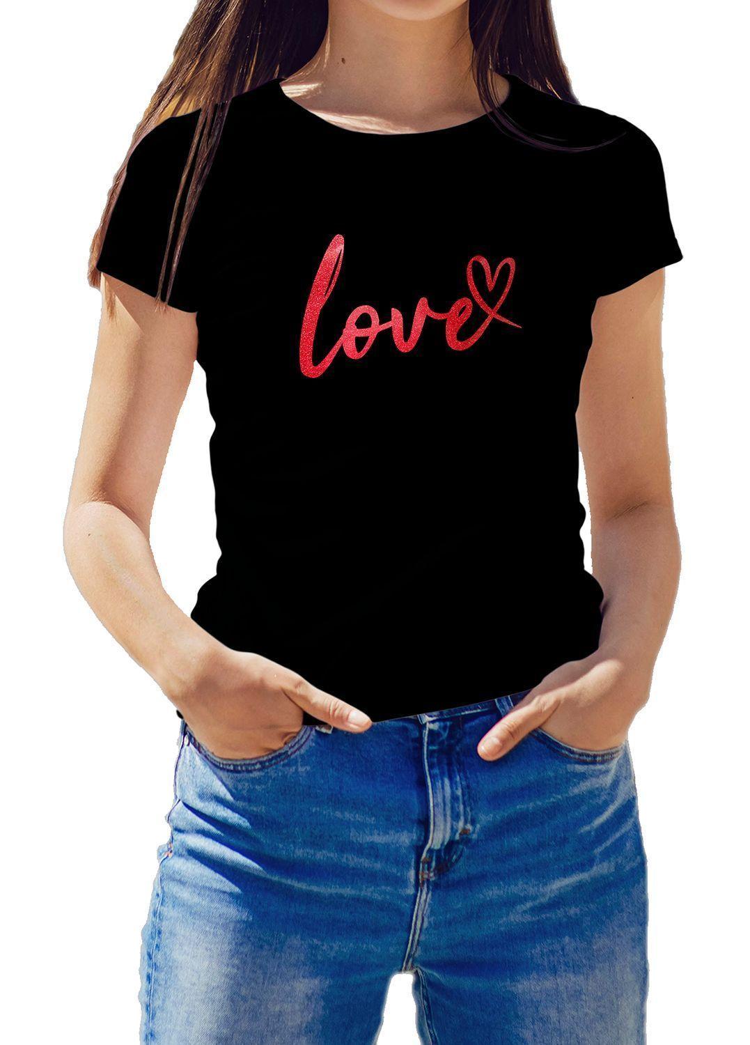 Polera Mujer diseño Love Glitter-0