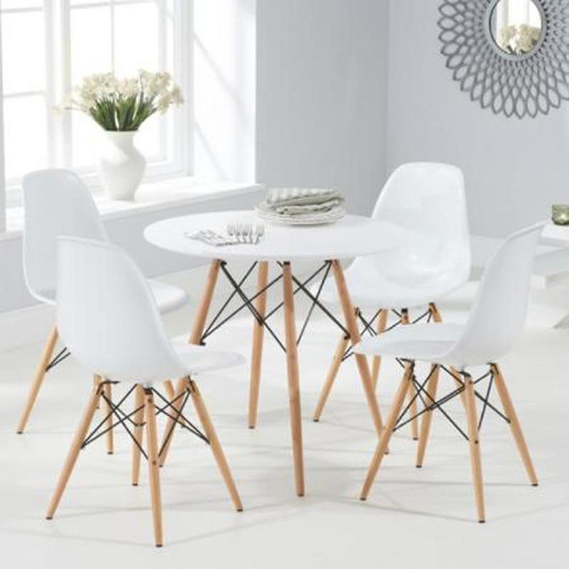 Juego De Comedor eames Redondo 4 sillas Blanco 80 cm-6