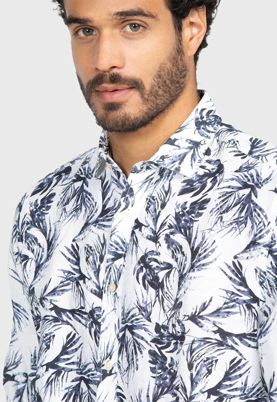 Camisa Sport Lino Print Navy Arrow-2