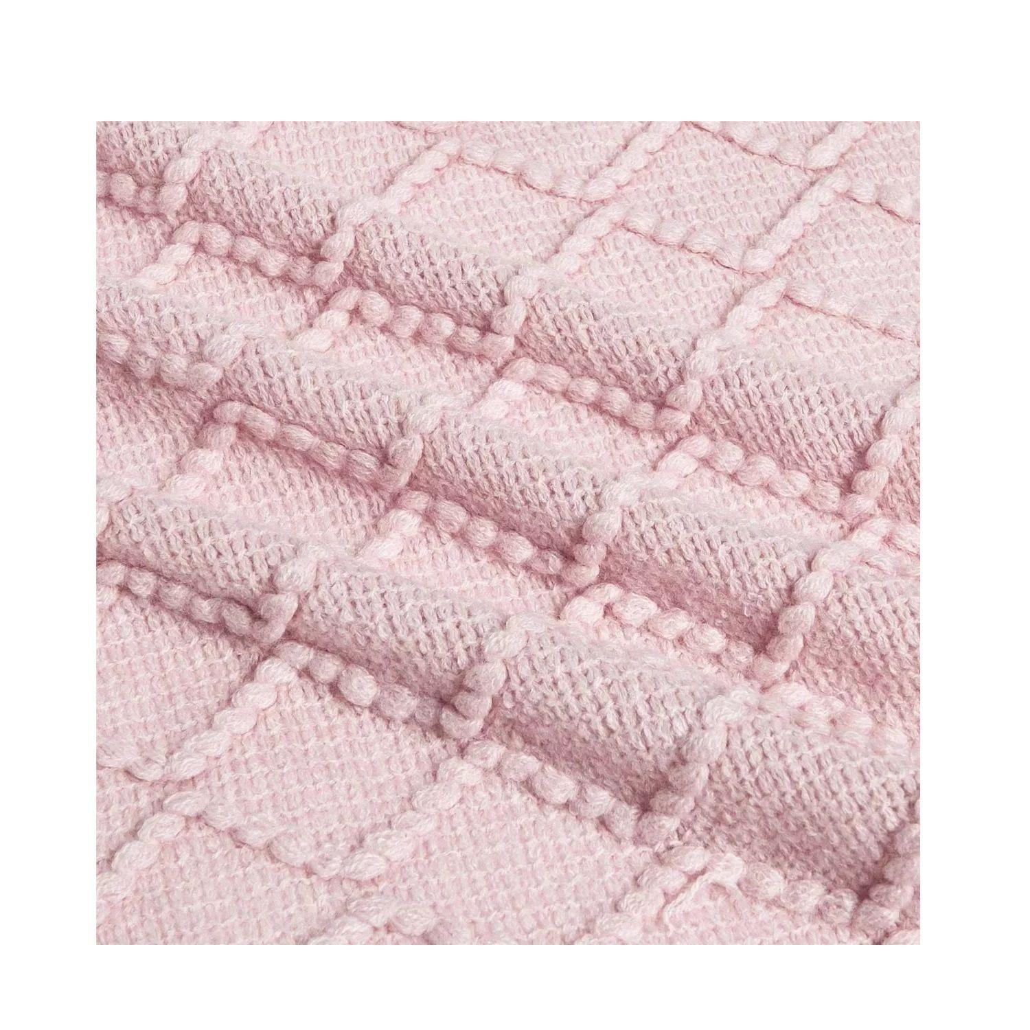 Manta Decorativa Tejida Estilo Nordico Para Sofa Sillon Cama Rosa-1